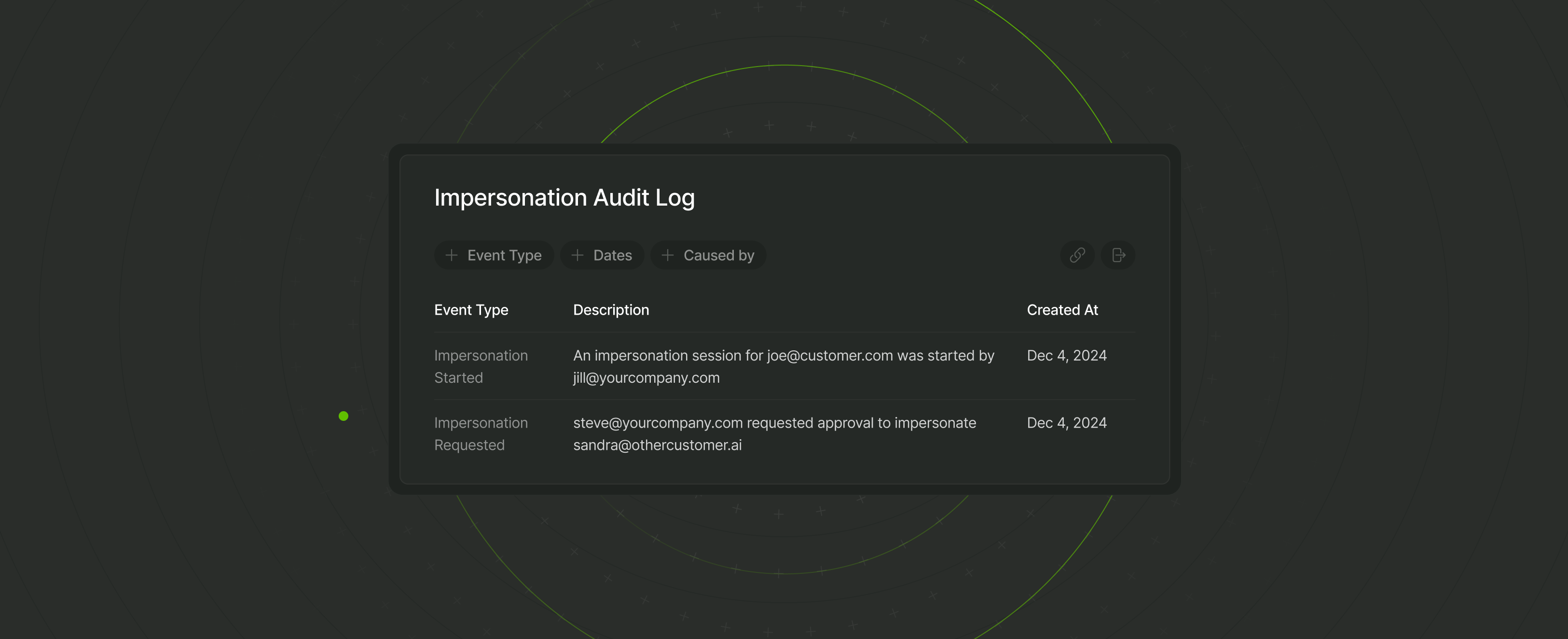 Image showing an example audit log