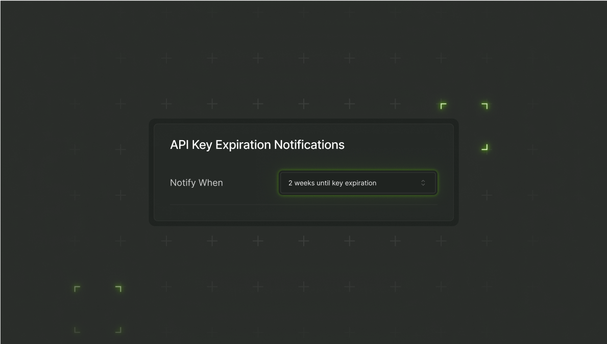 Image showing an example of an API key expiration UI