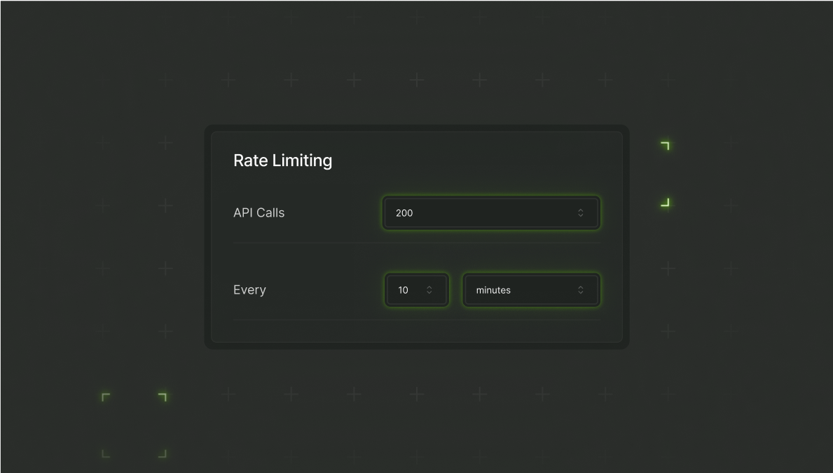 Image showing an example of an API key rate limiting UI